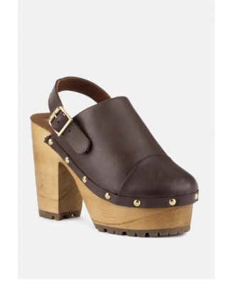 Сабо Rag - Co Alona коричневого цвета с ремешками на высоком каблуке