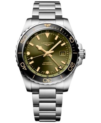 Мужские швейцарские автоматические часы Longines Hydroconquest GMT с браслетом из нержавеющей стали 43 мм без цвета