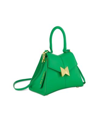 Маленькая кожаная сумочка Mac Duggal с золотой фурнитурой и угловатой верхней ручкой