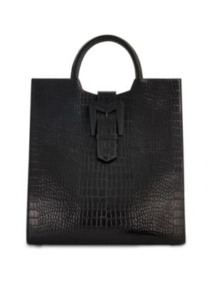 Макси-сумка-тотализатор Mac Duggal с пряжкой из крокодиловой кожи