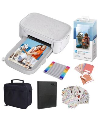 Мгновенный фотопринтер HP Sprocket Studio Plus 4x6, подарочный комплект с чехлом и другими аксессуарами белого цвета