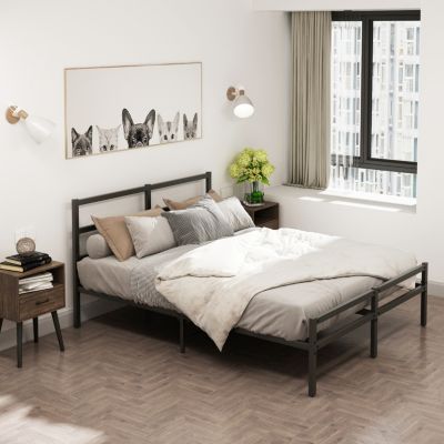 Каркас кровати на металлической платформе Streamdale Furniture с изголовьем (Queen-size) черный