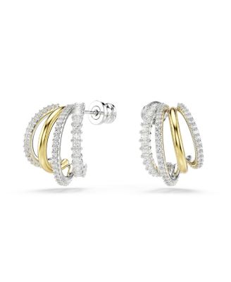 Серьги-кольца Hyperbola смешанной огранки от Swarovski, Мини, Белые, со смешанной металлической отделкой