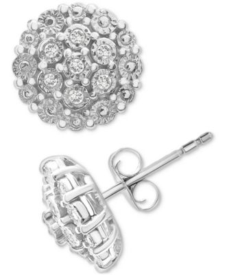 Серьги‑пусеты Macy's из стерл. серебра с брилл. 1/10 кт