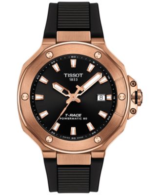 Мужские швейцарские часы Tissot с автоматическим управлением T-Race Powermatic 80 на черном силиконовом ремешке 41 мм