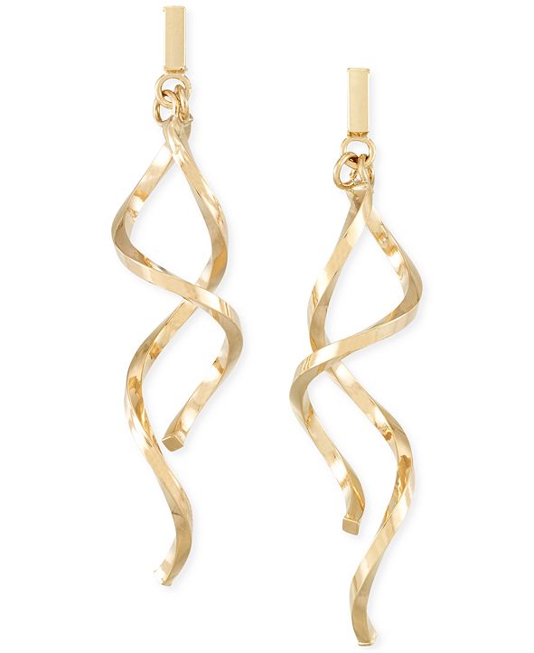 Italian Gold Double Twist Drop Earrings in 14k Gold & Reviews Earrings Jewelry & Watches