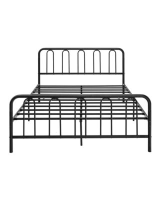 Стильная металлическая кровать размера Queen-Size Gymax с каркасом на платформе, основанием кровати с изголовьем и изножьем