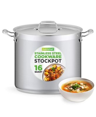 Кастрюля для бульона NutriChef из нержавеющей стали объемом 16 Л, Сверхпрочная индукционная кастрюля, Кастрюля для супа с Крышкой из нержавеющей стали