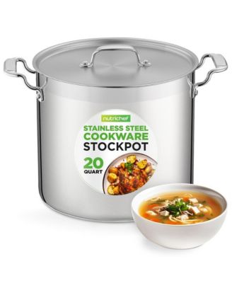 Кастрюля для бульона NutriChef из нержавеющей стали объемом 20 литров, Индукционная кастрюля повышенной мощности, Кастрюля для супа с Крышкой из нержавеющей стали