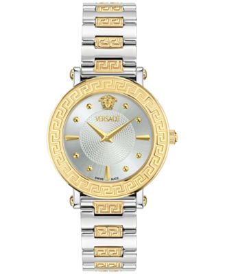 Женские швейцарские часы Versace Greca Sphere с двухцветным браслетом из нержавеющей стали 35 мм