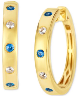 Серьги-кольца Le Vian Anywear Everywear с голубыми и белыми сапфирами, 14k honey gold, желтые