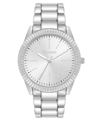 Женские часы-браслет из серебристого сплава Steve Madden Women's Coin Edge, 36 мм