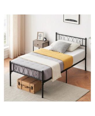 Каркас кровати на платформе gaomon Twin/Queen Size С изголовьем, Прочная Основа матраса С металлическими ламелями, Пружинный блок не требуется, черный