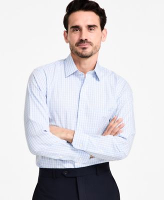 Мужская клетчатая рубашка в горошек обычного покроя с негладким отложным воротником