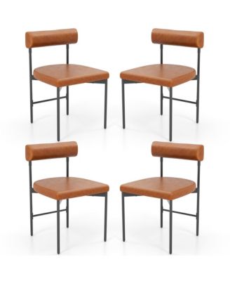 Набор из 4 обеденных стульев Gymax для кухни, обитых искусственной кожей, с изогнутой спинкой