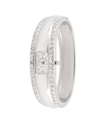 Женские модные часы-манжета Peugeot с серебристым кристаллом и акцентом на браслете-манжете Peugeot