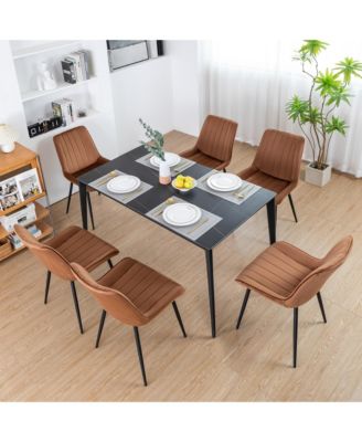 Комплект DYHOME из 6 обивок из ворсистого бархата, металлический каркас в стиле середины века, Обеденные стулья с мягкими сиденьями