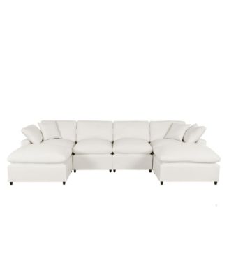 Современный большой U-образный секционный диван Boyel Living, 2 больших шезлонга со съемными пуфиками для гостиной