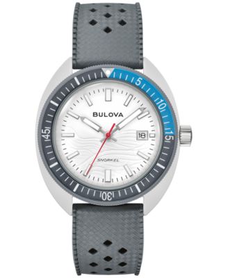 Мужские часы с трубкой Bulova на каучуковом ремешке серого цвета HNBR, 41 мм