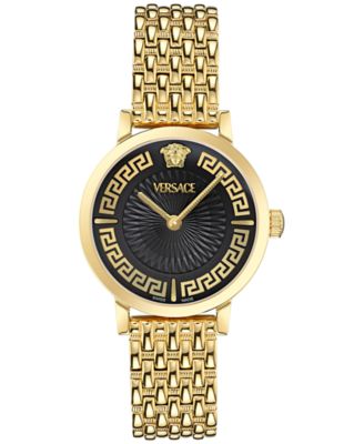 Женские швейцарские часы-браслет Versace Greca Fortuna с позолоченным ионным покрытием из золота 35 мм
