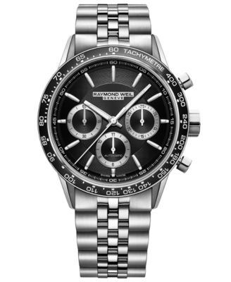 Мужские швейцарские часы с автоматическим хронографом Raymond Weil Freelancer, браслет из нержавеющей стали, 44 мм, черный