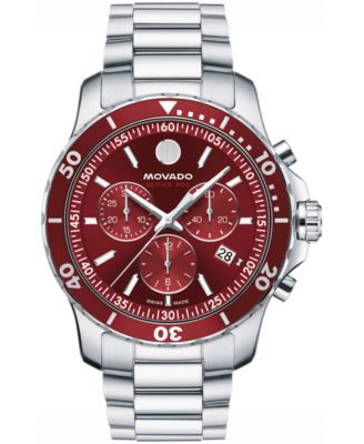 Мужские швейцарские кварцевые часы Movado Series 800 с хронографом из высококачественной стали, 42 мм