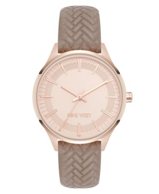 Женские кварцевые часы Nine West Boyfriend с ремешком из розового золота и коричневой полиуретановой кожи, 35 мм