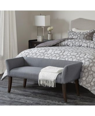 Акцентная скамья с мягкой обивкой Pop Home с отделкой из гвоздей и ножками из цельного дерева