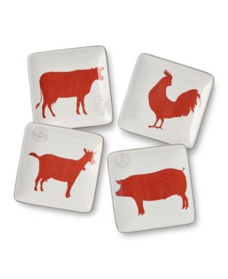 Сертифицированные международные винтажные фермерские тарелки для канапе, набор из 4-х