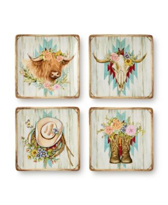 Сертифицированные международные салатные тарелки из розового дерева, набор из 4-х