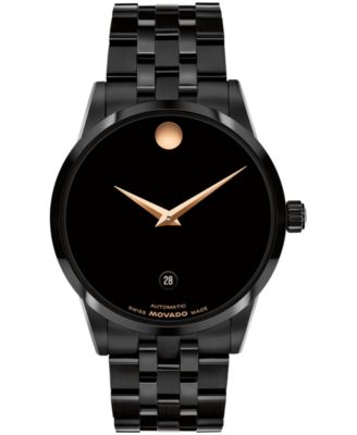 Классические швейцарские часы Movado Men's Museum с черным PVD-механизмом, 40 мм