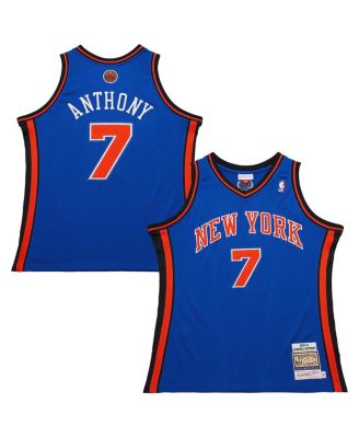 Мужская майка Mitchell & Ness Carmelo Anthony Royal New York Knicks 2010/11 из натуральной кожи в классическом стиле.