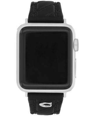 Женский стеганый черный силиконовый ремешок для часов Apple Watch COACH 38мм, 40мм, 41мм