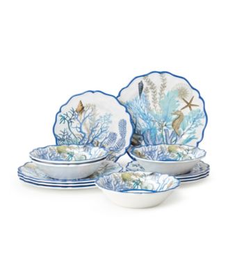 Сертифицированный международный меламин Blue Lagoon, 12 шт. Набор посуды на 4 персоны