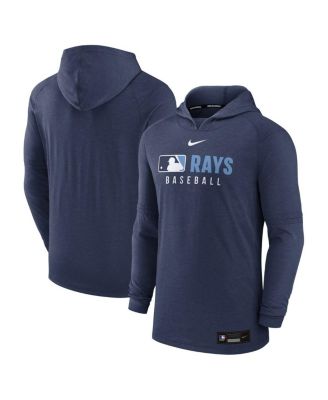 Мужская толстовка-пуловер Nike Heather Navy Tampa Bay Rays Authentic Collection из трехслойного материала с капюшоном