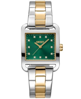 Женские часы DKNY City Midi с темно-зеленым циферблатом и золотым двухцветным браслетом из нержавеющей стали 27x34,5 мм multi