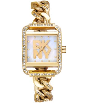 Женские часы-браслет из нержавеющей стали DKNY City Glitz золотистого цвета, 35-миллиметровое золото