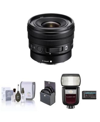 Объектив Sony E 10-20 мм f/4 PZ G для Sony E, комплект со вспышкой Speedlight Li-on III R2 TTL Zoom, 62-миллиметровым фильтром, Набором для чистки, без цвета