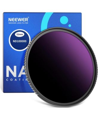 NEEWER 52 мм ND100000 (16,5 Стоп) Фильтр нейтральной плотности – Ультратемкое HD оптическое стекло с многослойным покрытием для фотосъемки небесных явлений черный
