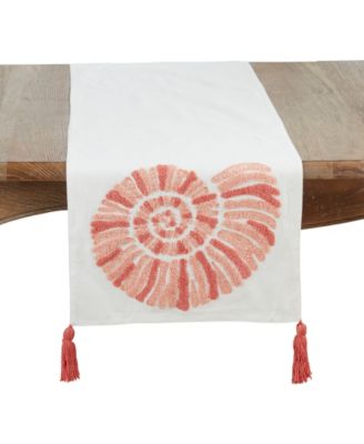 Настольная дорожка Saro Lifestyle Coastal с вышивкой из морских ракушек, 16 