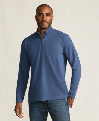 Мужская вафельная рубашка Lands'End с длинным рукавом и застежкой-молнией на четверть