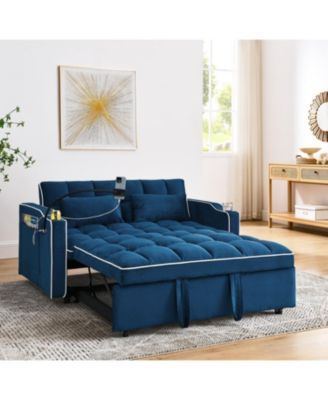 Диван-кровать Streamdale Furniture 1 Count, 55,51 дюйма, Бархатный, Складной + Выдвижной + Регулируемая спинка + USB + Пепельница + Подставка для телефона, Мебель