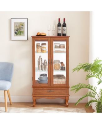 Стеклянный шкаф для сувениров Streamdale Furniture с подсветкой и регулируемыми полками (ДУБ)