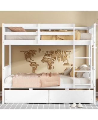 Деревянная раскладная двухъярусная кровать Streamdale Furniture Twin 3шт с выдвижными ящиками, лестницей и поручнями