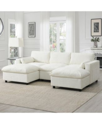 Модульный секционный диван из синели Streamdale Furniture с пуфиками и подушками