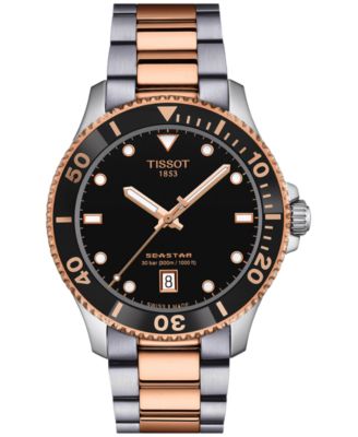 Мужские швейцарские часы Tissot Seastar 1000 с двухцветным браслетом из нержавеющей стали, 40 мм