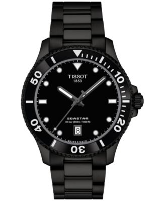 Мужские швейцарские часы Tissot Seastar 1000 с черным PVD браслетом из нержавеющей стали, браслет 40 мм, Нержавеющая сталь и Pvd покрытие