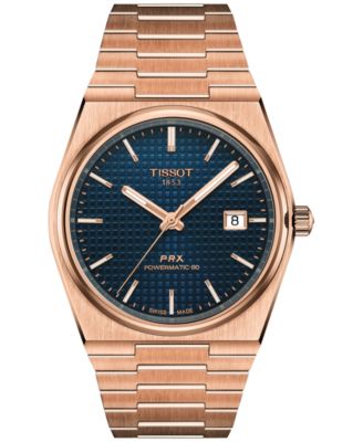 Мужские швейцарские автоматические часы Tissot PRX Powermatic 80 из розового золота PVD с браслетом из нержавеющей стали 40 мм
