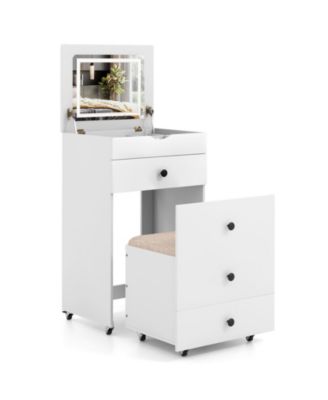 Туалетный столик Volenca 3-в-1 с мягким табуретом и откидным зеркалом