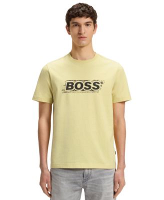 Мужская футболка из хлопкового джерси с логотипом BOSS by Hugo Boss желтого цвета